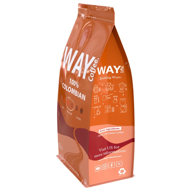 WAY Coffee Medium Roast Ground Coffee - 100% Colombian (12 Oz) - Image 2